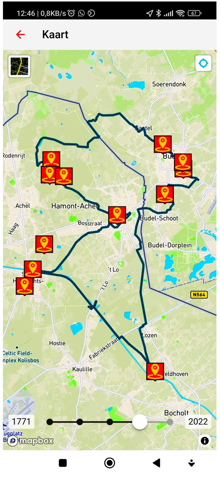 Kaart Heggemulder fietsroute ErfgoedApp